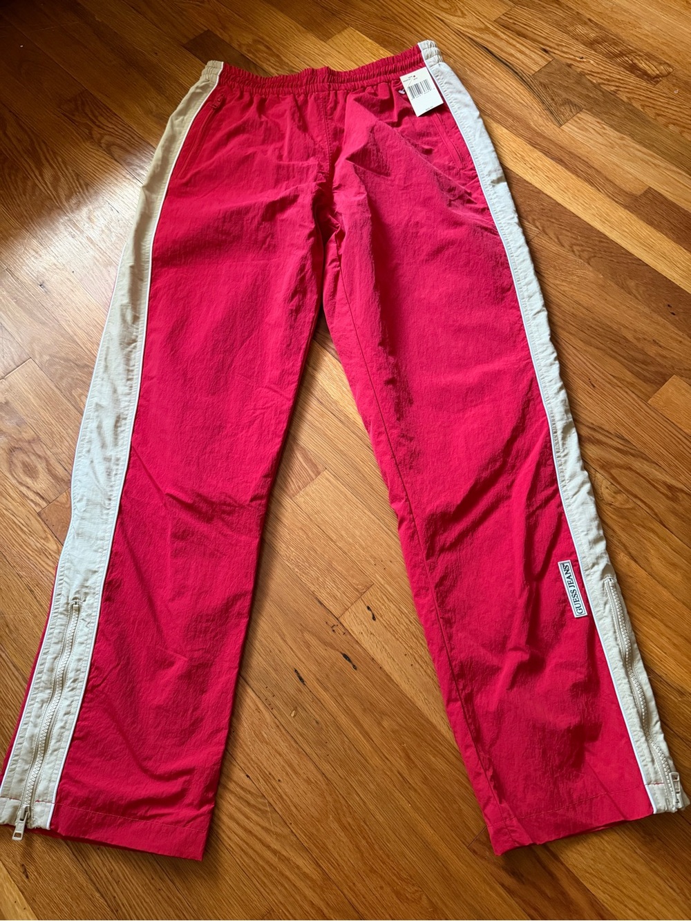 Guess Red Drawstring Track Shorts with Gray Lining